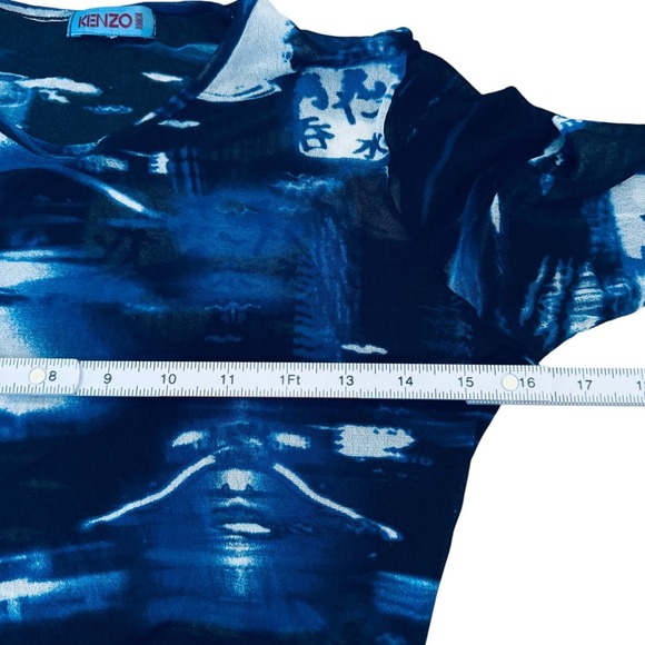 Kenzo Junior Size S Mesh Sheer Top Abstract Cityscape Japanese Characters Y2K‎ - Picture 9 of 12
